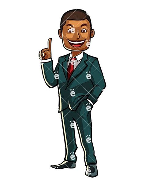 Black Businessman Pointing Up Cartoon Vector Clipart Friendlystock