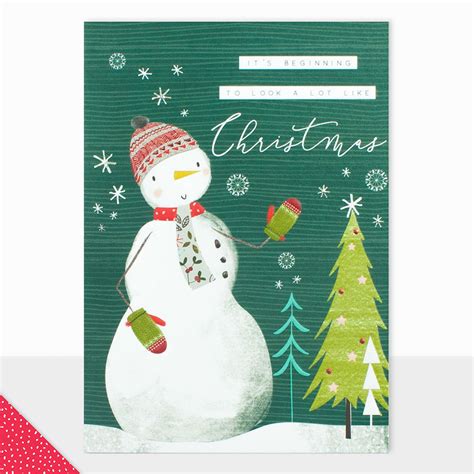 halcyon snowman christmas card laura darrington design