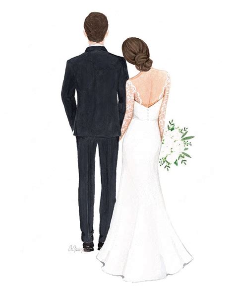 Bride And Groom Illustration Wedding Card Custom Couple Etsy Wedding