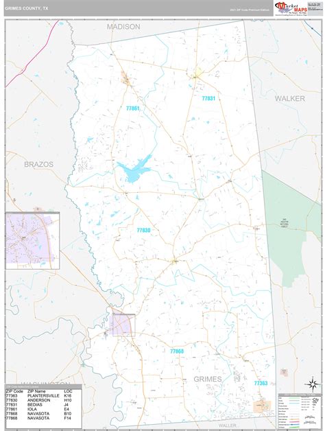 Grimes County Tx Wall Map Premium Style By Marketmaps