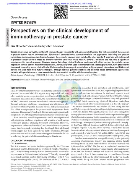 Pdf Perspectives On The Clinical Development Of Immunotherapy In