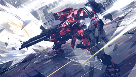 Red And Black Gundam Wallpaper Mech Digital Art Armored Core Hd