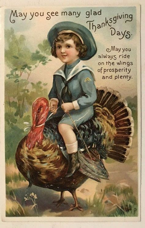 ~victorian Child On Top Of Turkey~antique Clapsaddle Thanksgiving