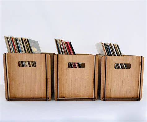 Vinyl Record Storage Crates These Wood Lp Record Boxes Come In A 3 Pack