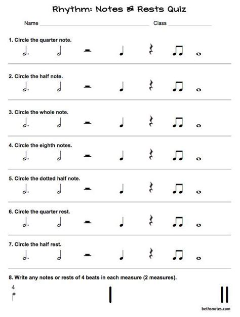 3rd Grade Music Worksheet
