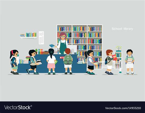 School Library Royalty Free Vector Image Vectorstock