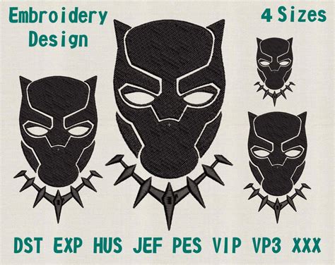 Black Panther Machine Embroidery Designs 4 Sizes Etsy
