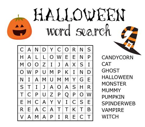 4 Best Printable Halloween Word Search Worksheets