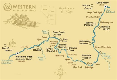 Grand Canyon Rafting Map Tourist Map Of English