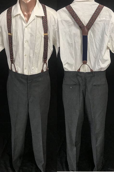 Vintage Dress Pants With Silk Holdem Suspender For Men Made In Usa Y