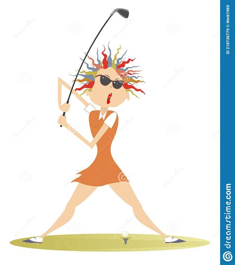 Young Woman A Golfer On The Golf Course Illustration Stock Vector Illustration Of Cartoon