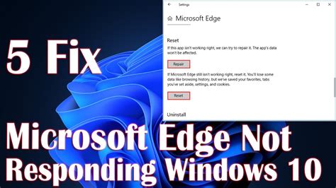 microsoft edge not responding in windows 10 5 fix how to youtube