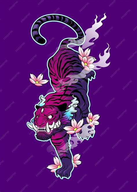 Premium Vector Demon Tiger Vector Illustration Japanese Demon Tiger