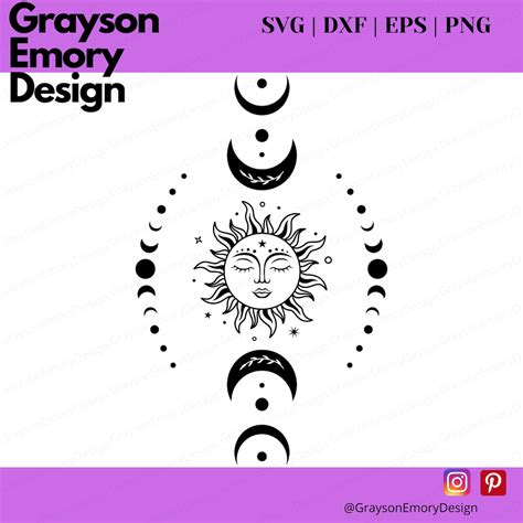 Sun And Moon Svg Boho Svg Celestial Svg Designs With Moon Etsy