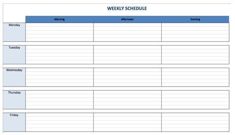 Weekly Class Schedule Maker Planner Template Free
