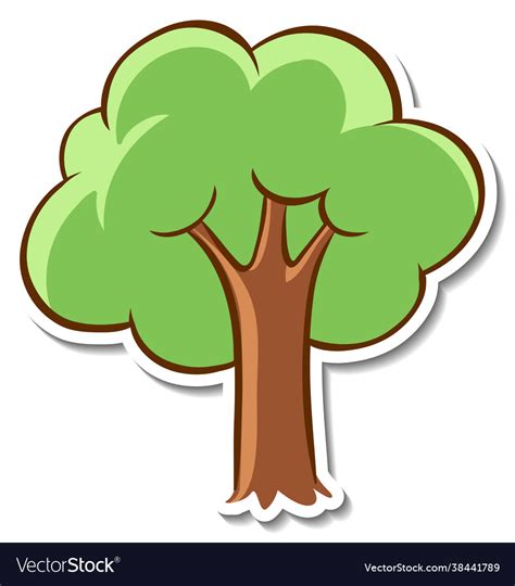Cartoon Tree Sticker On White Background Vector Image