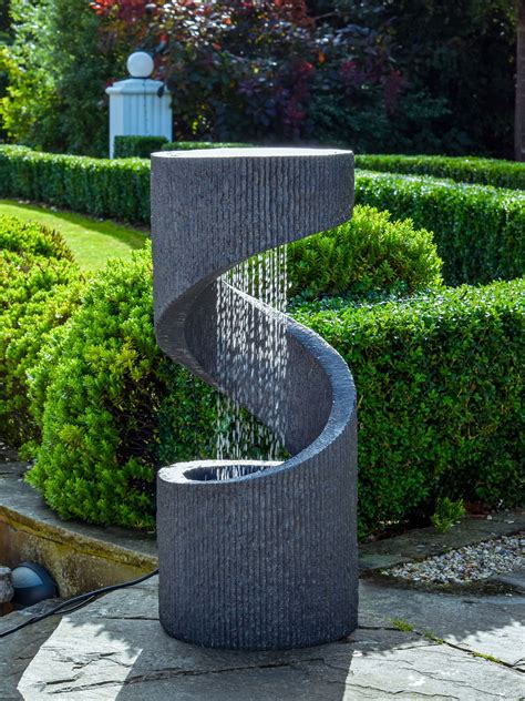 Ivyline Spiral Led Light Garden Water Feature Graphite Feature