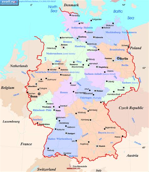 карты Карта Германии немец Германия Туристический портал Svaliru