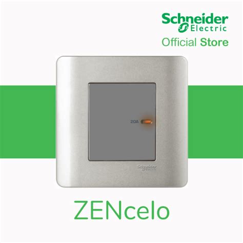 Schneider Electric Zencelo 20a 1 Gang Full Flat Double Pole Switch With