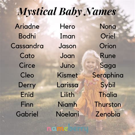 100 Mystical Names Baby Name List Names Mystical Names