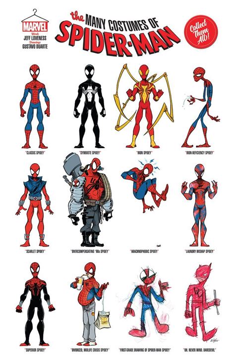 The Many Costumes Of Spider Man Spiderman Drawing Spiderman Artwork