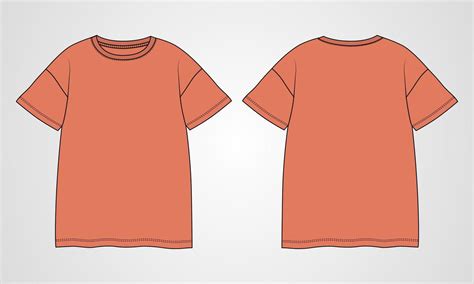 Short Sleeve T Shirt Technical Fashion Flat Sketch Vector Illustration