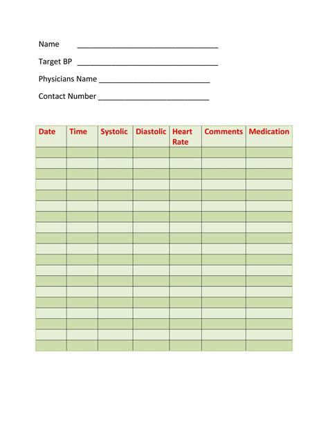 30 Printable Blood Pressure Log Templates Template Lab