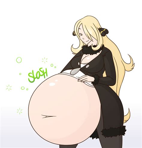 Rule 34 Ambiguous Pred Belly Big Belly Blonde Female Blonde Hair Cynthia Pokemon Digestion