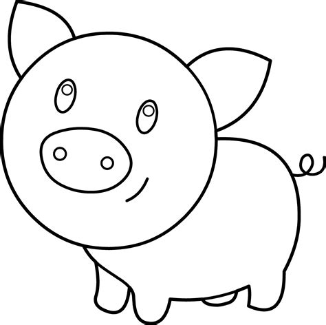 Cute Pig Coloring Page Free Clip Art