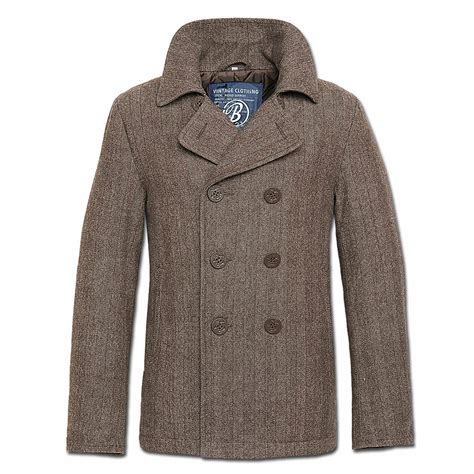 Purchase The Jacket Brandit Pea Coat Herringbone Brown By Asmc