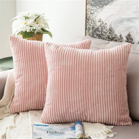 Miulee Set Of 2 Striped Corduroy Square Throw Pillow Case Cushion Cover
