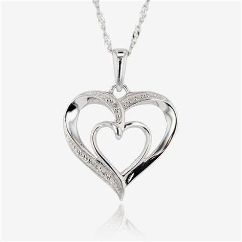 Our range of quality solid sterling silver pendants and personalised necklaces make great gifts for loved ones, and wonderful. Sterling Silver Diamond Heart Necklace at Warren James