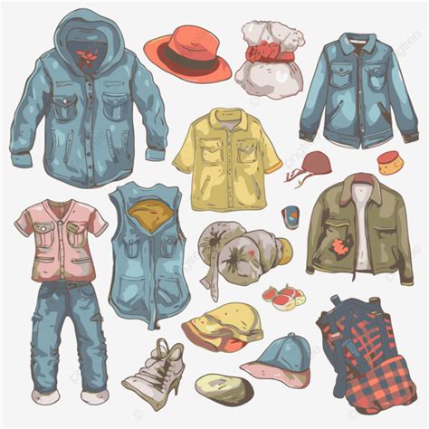 Extra Clothes Clipart Different Cartoon Fashion Items For A Boy Vector