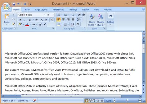 Microsoft Word 2007 Online