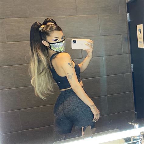 ariana grande flaunts unbelievably trim tummy and fit booty with masked up selfies