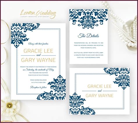 Free Printable Blank Wedding Invitation Templates Royal Blue Template