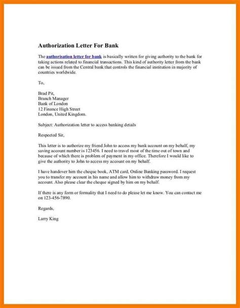 Sample Authorization Letter To Bank Templates With Example