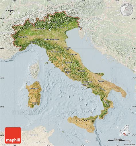 Satellite Map Of Italy Lighten