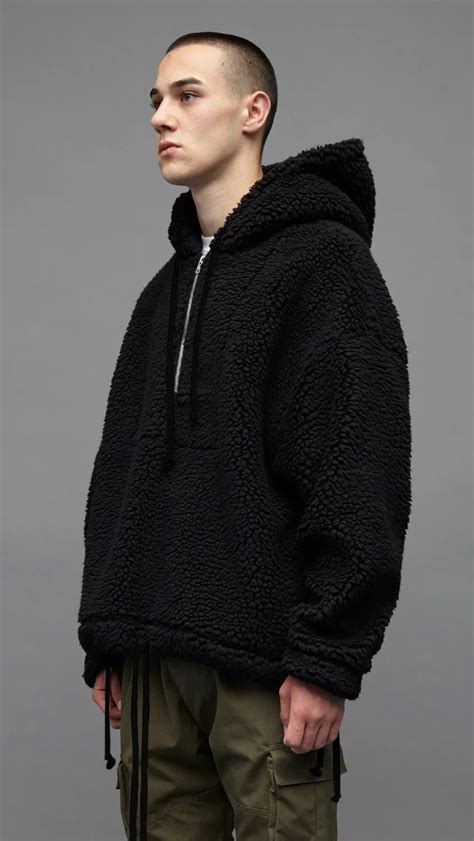 Best Streetwear Brand Design Oversize Half Zip Sherpa Hoodie Pullover