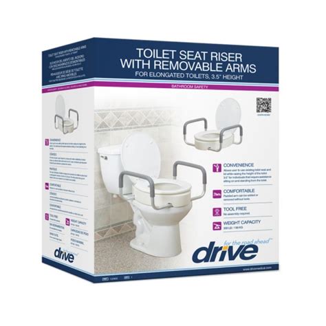 Drive® Premium Raised Toilet Seat Removable Arms Schaan Healthcare