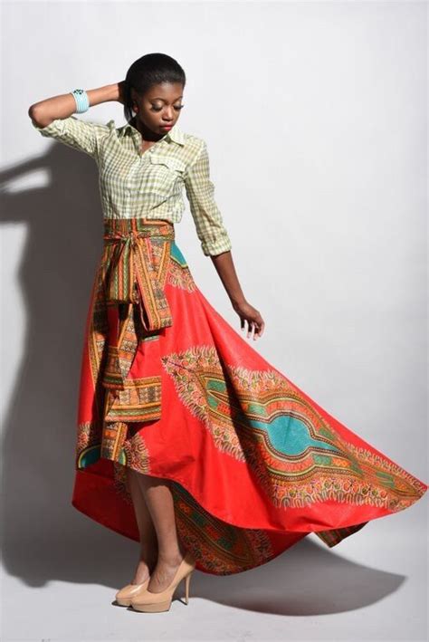 African Print Skirt Red Dashiki Skirt African Clothing By Rahyma African Print Skirt African