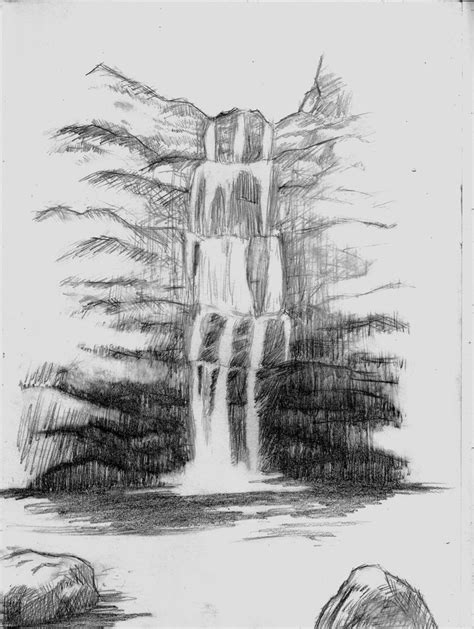 Sketch Waterfall Draw Waterfall Sketch Nature Art Drawings
