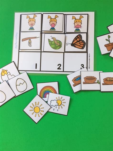 Discuss the pictures on the cards. Sequencing Cards and Mat ~ Preschool Printables
