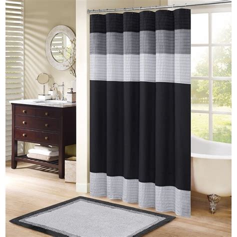 Shop Windsor Shower Curtain Black Elegant Microfiber Grey 72x72
