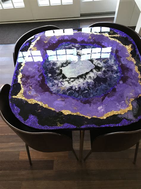 Epoxy Geode Game Table Dining Area Decor Abstract Decor Epoxy Resin