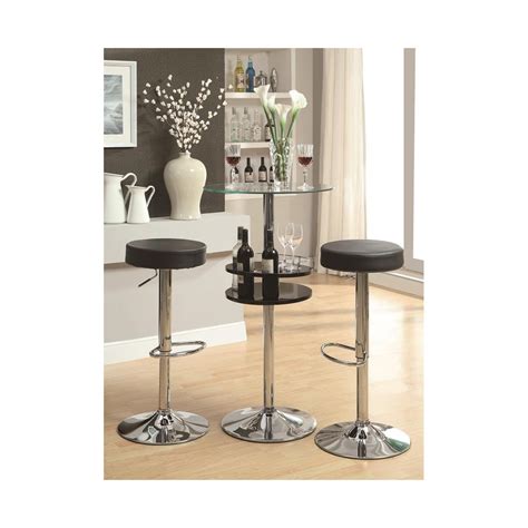Glass Top Bar Table With Wine Storage Black And Chrome