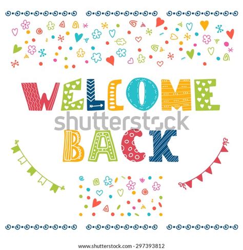 Welcome Back Lettering Text Hand Drawn Design Elements Vector