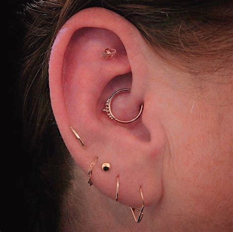 Ear Curation On Instagram Daith Faux Rook And Six Lobe Piercings