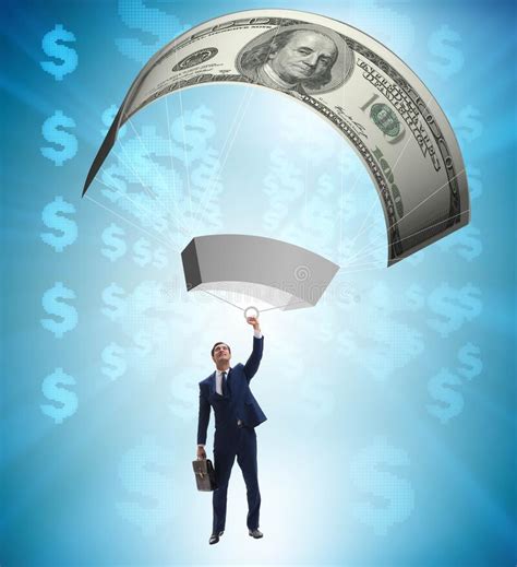 The Businessman In Golden Parachute Concept Stock Photo Image Of Debt