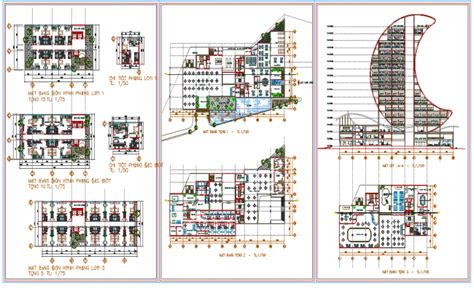 Plan And Elevation Of Hotel Dwg File
